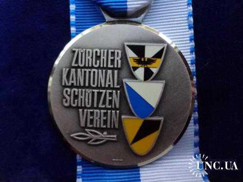 Швейцария стрелковая медаль 1987 кантон Цюрих - Серия 1968-87 ’’Гербы’’: Хитнау, Цюрих, Хединген