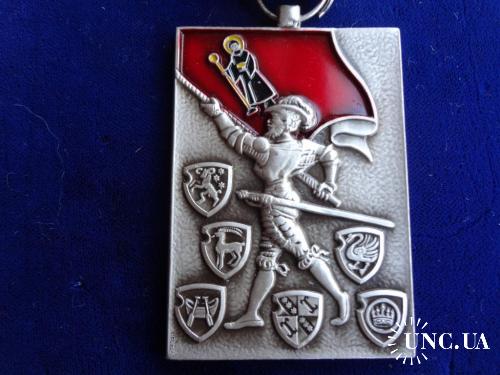 Швейцария стрелковая медаль 1989 кантон Гларус. Знаменоносец с гербами округов