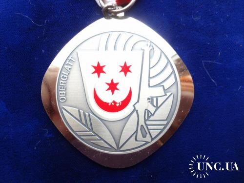 Швейцария стрелковая медаль 1993 кантон Цюрих, кoмунна Оберлатт. Герб