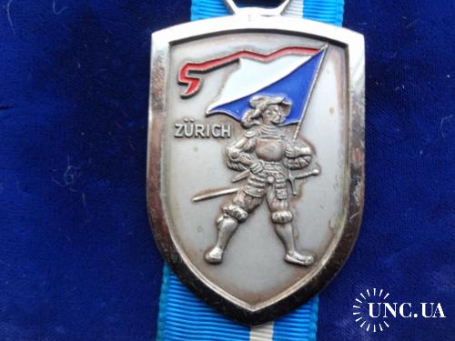 Швейцария стрелковая медаль серия 1973-99 - Знаменоносец, кантон Цюрих 1973 позолота