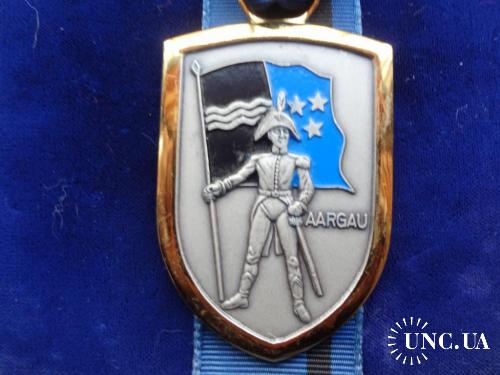 Швейцария стрелковая медаль серия 1990-99 - Знаменоносец, кантон Ааргау 1990  позолота