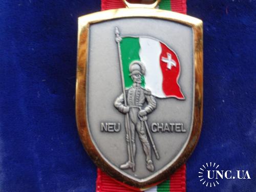 Швейцария стрелковая медаль серия 1990-99 - Знаменоносец, кантон Невшатель 1992  позолота