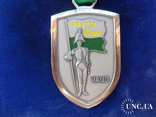 Швейцария стрелковая медаль серия 1991-99 - Знаменоносец, кантон Во 1991  позолота