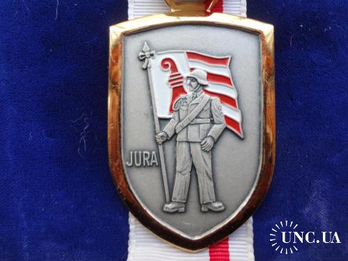 Швейцария стрелковая медаль серия 1991-99 - Знаменоносец, кантон Юра 1993  позолота