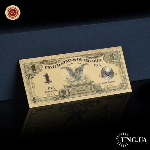 США 1 долларов 1898 Линкольн и Грант. Орел. Золотая банкнота. Идеальная АНЦ