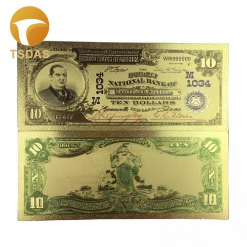 США 10 долларов 1901 золотая банкнота - президент Уильям Мак-Кинли. Идеальная АНЦ