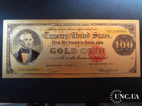 США 100 долларов 1882 золотая банкнота. Бенсон. Идеальная АНЦ