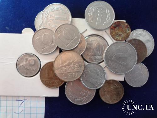Турция ГДР 2 марки 10 пф. 1982 Румыния Польша 1 злотый 50 гр. 1974 Венгрия 18 шт. года разные  №3