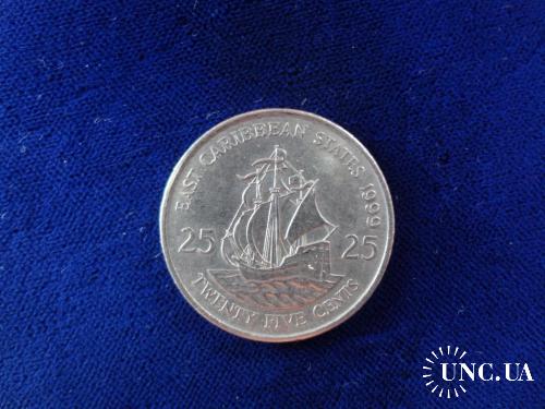 Восточно-Карибские штаты 25 центов 1999 Парусник
