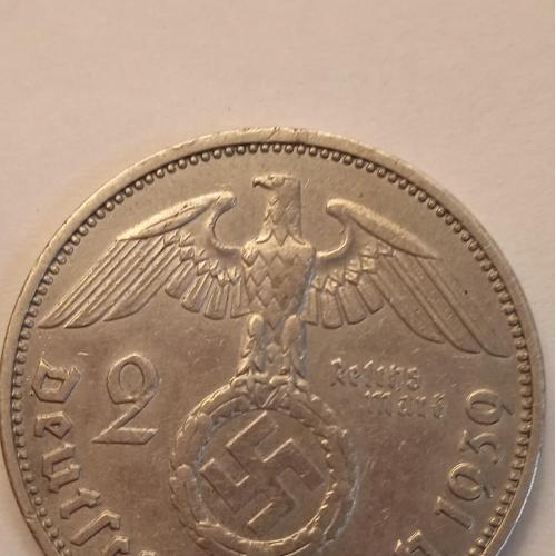 Германия 3 рейх 2 РЕЙХСМАРКИ 1939 год А (серебро) Состояние отлично !