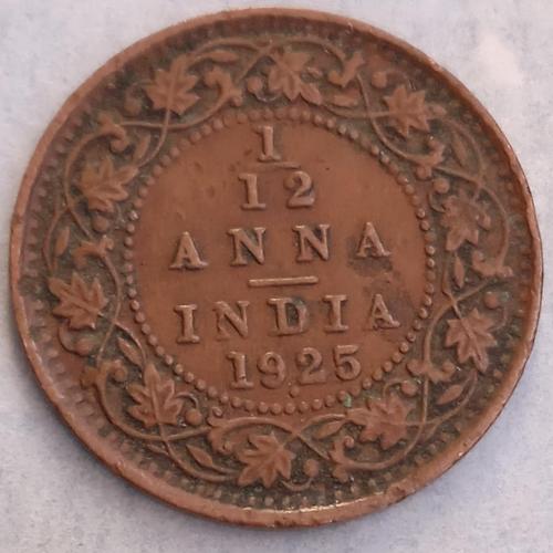 Индия Британская 1/12 анна 1925 год монетный двор Бомбей 