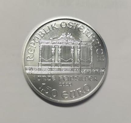 1.50 EUR Венская Филармония / Филармоникер / Philharmoniker (2020) Ag 999.9 _ 1 Oz (31,1 g.)