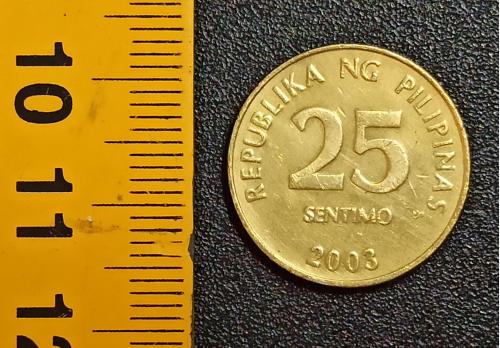 Філіппіни 25 сентімів 2003 рік. Сталь з латунним покриттям, 3.6г, ø 20мм