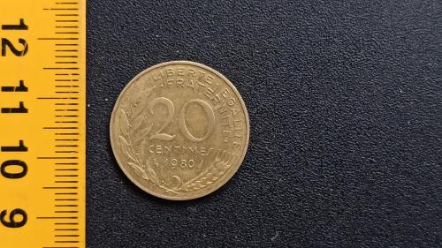 ​Франція 20 сантимів 1980 рік. Алюміній-Бронза, 4g, ø 23.5mm