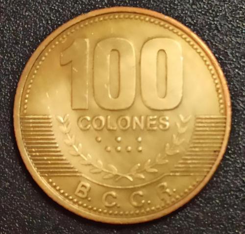Коста-Ріка 100 колонів 2007 рік. Сталь з латунним покриттям, 9.1g, ø 29.5mm