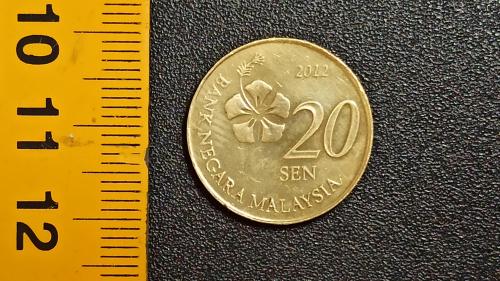​Малайзія 20 сенів 2012 рік. Нікель-Латунь, 4.18g, ø 20.6mm