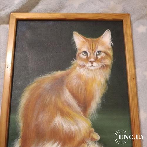 Картина маслом "Рыжая кошка" 2005 год Ткаченко