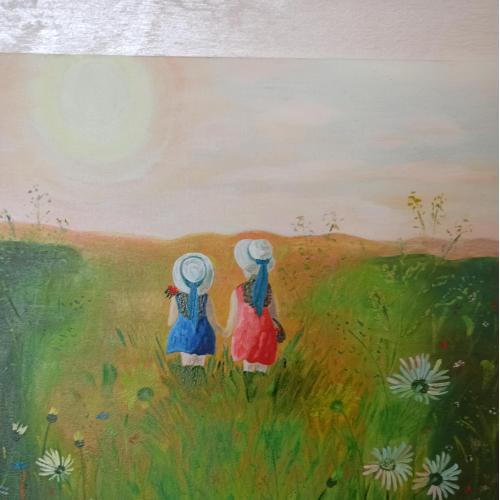 Картина: "Девочки в поле " 