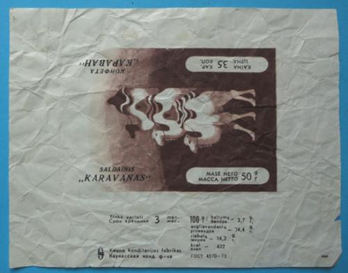 Фантик от конфет Караван,  Каунасская конд. фабрика, СССР