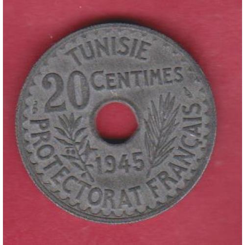 Французский Тунис. 20 сантимов 1945 г.