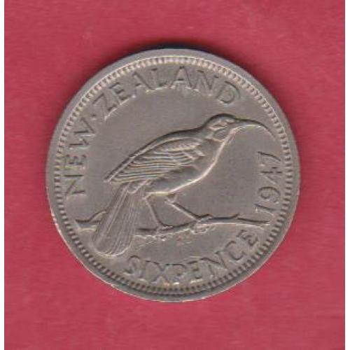 Новая Зеландия. 6 пенсов 1947г.