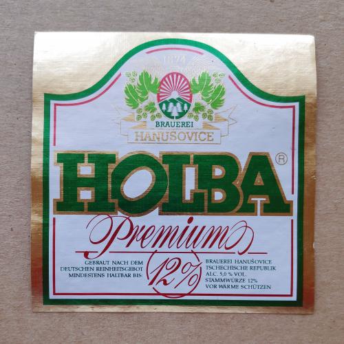 Этикетка пивная HOLBA Premium. Чехия.
