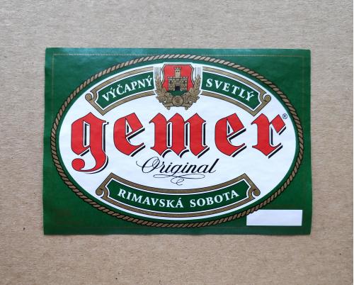 Gemer Original. Rimavska Sobota. Этикетка пивная. Словакия.