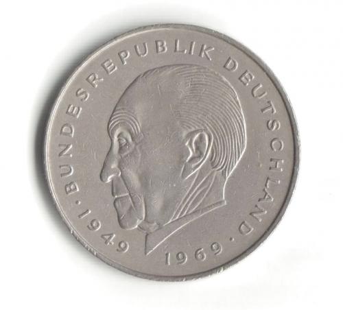 Германия 2 марки, 1985 F. Конрад Аденауэр, 20 лет Федеративной Республике (1949-1969)