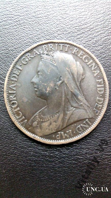 Penny 1898. Queen Victoria. 1 Пенни Англия.