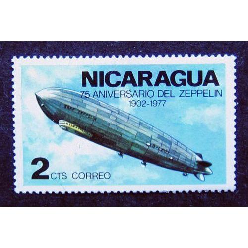 Марки Никарагуа 1977 г. 75 лет дирижаблю Zeppelin. MNH