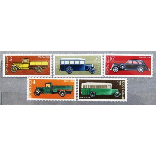Марки СССР 1974 года. История отечественного автомобилестроения. MNH