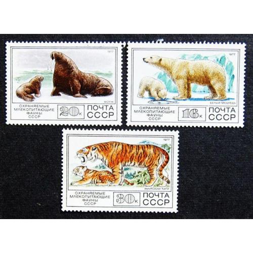 Марки СССР 1977 года. Охраняемые млекопитающие. MNH