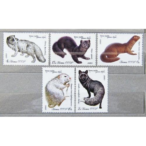 Марки СССР 1980 года. Ценные породы пушных зверей. MNH