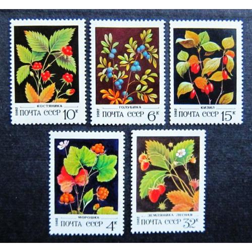 Марки СССР 1982 года. Дикорастущие ягоды. MNH