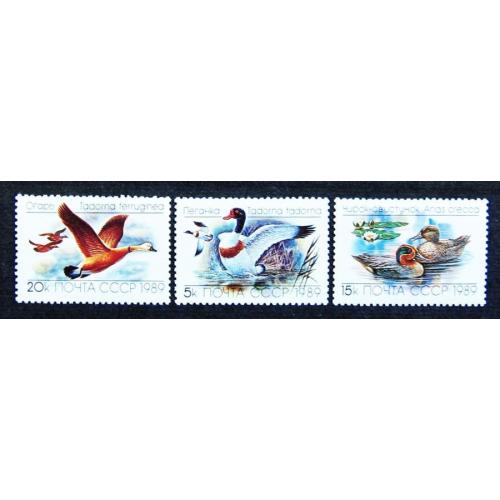 Марки СССР 1989 года. Утки. MNH
