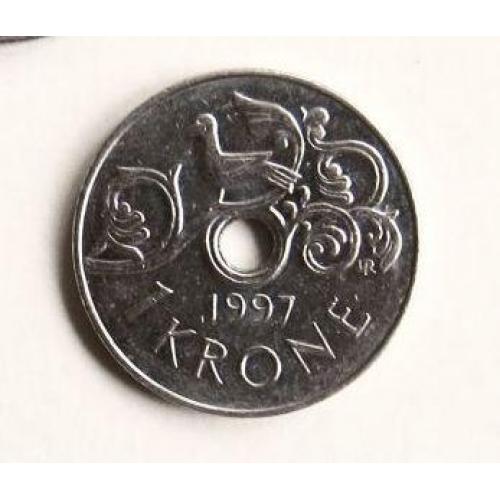 Монета 1 крона 1997 год, Норвегия
