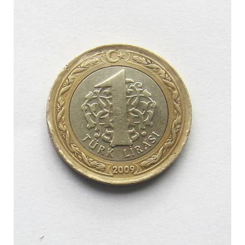 Монета 1 лира, 2009 год, Турция