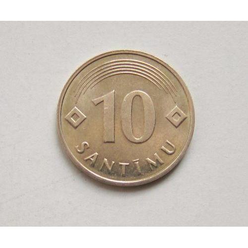 Монета 10 сантимов 1992 год, Латвия