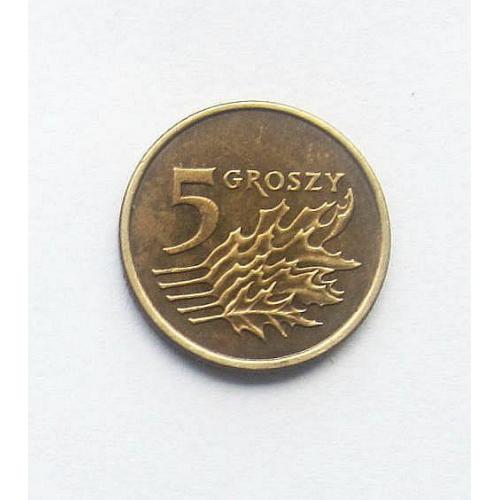 Монета 5 грошей, 2008 год, Польша