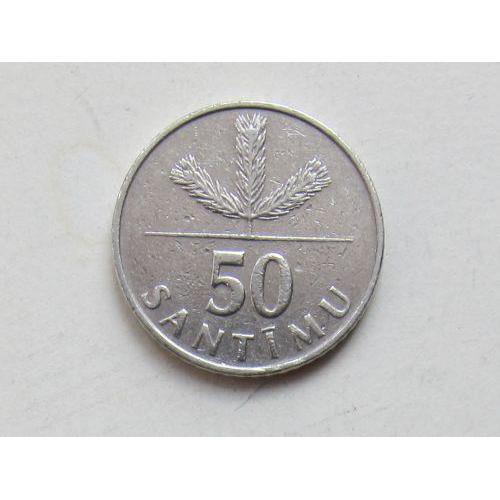 Монета 50 сантимов 1992 год, Латвия
