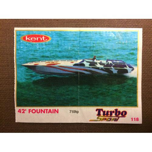 Фантик, вкладыш от жвачки  Turbo Kent Sport " 42' FOUNTAIN"