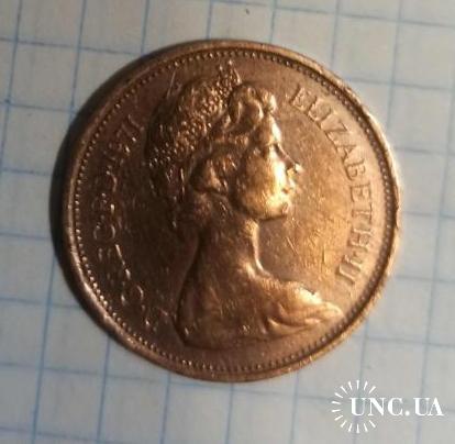 Монета 2 пенса 1971 Великобританской королевы Елизаветы 2
