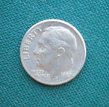 Монета 10 центов (1 дайм) 1987=D=  США