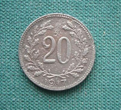 Монета 20 геллеров 1917 Австро-Венгрия