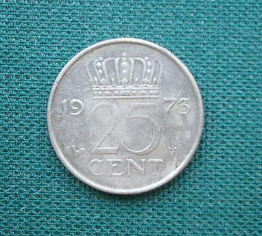 Монета 25 центов 1973 Нидерланды 