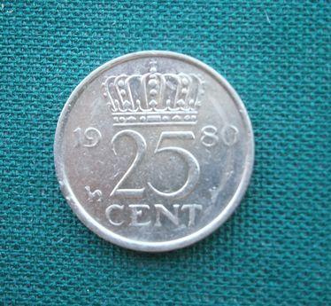  25 центов 1980  Нидерланды.