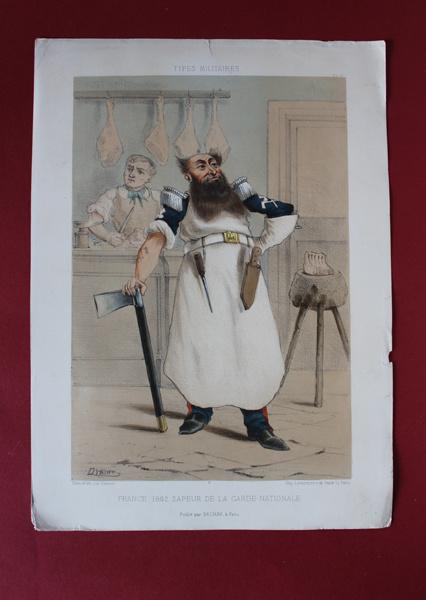 Оригинальная литография 1871 худ. Дранер "Военные типы"
