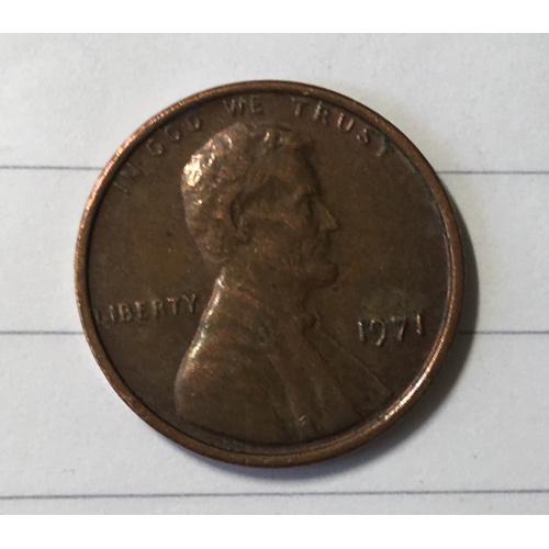Монета 1 цент 1971 год 