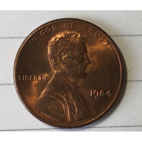 Монета 1 цент 1984 год 