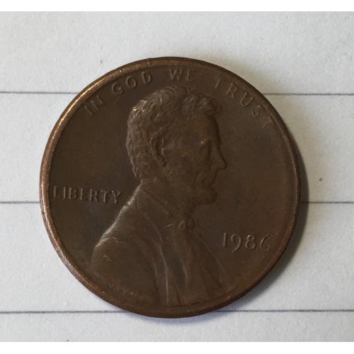 Монета 1 цент 1986 год 